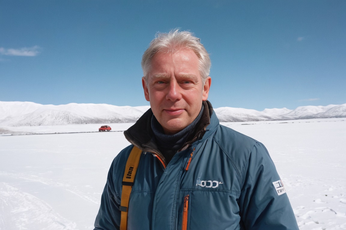 André Detroit in einer verschneiten Landschaft